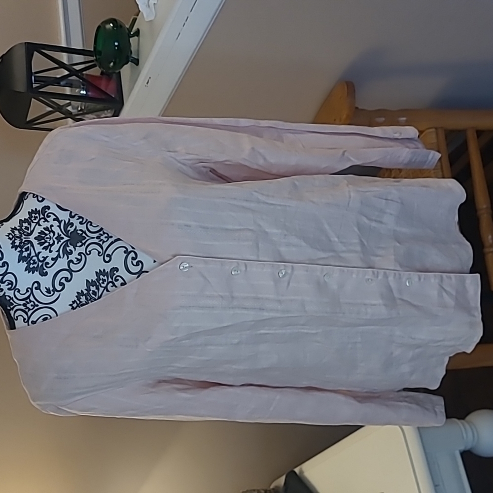 J. JILL light pink linen button up blouse sz medium shirt WT20